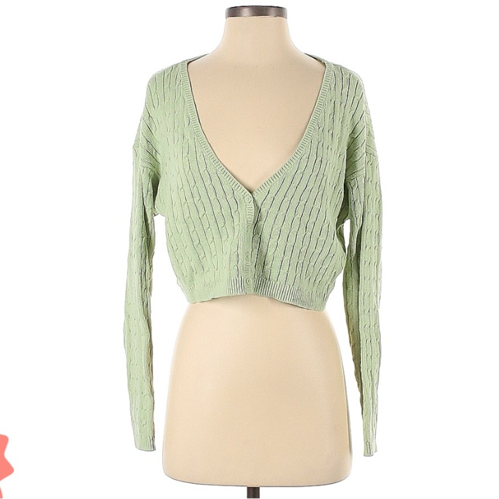 Kendall & Kylie mint green cropped cardigan